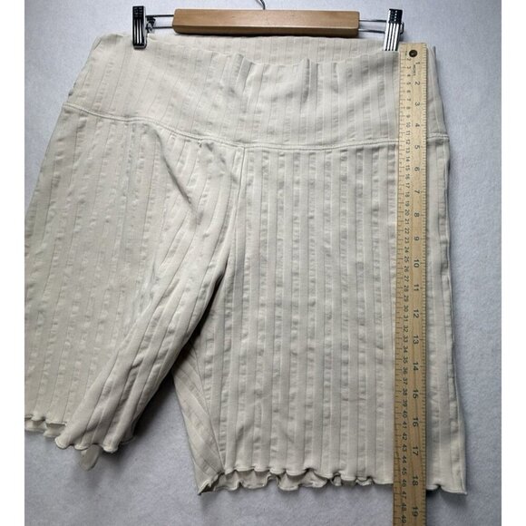Offline by Aerie Hi Rise OG Ribbed Bike Shorts XXL Cream Lettuce Hem 7" Inseam - Picture 7 of 8